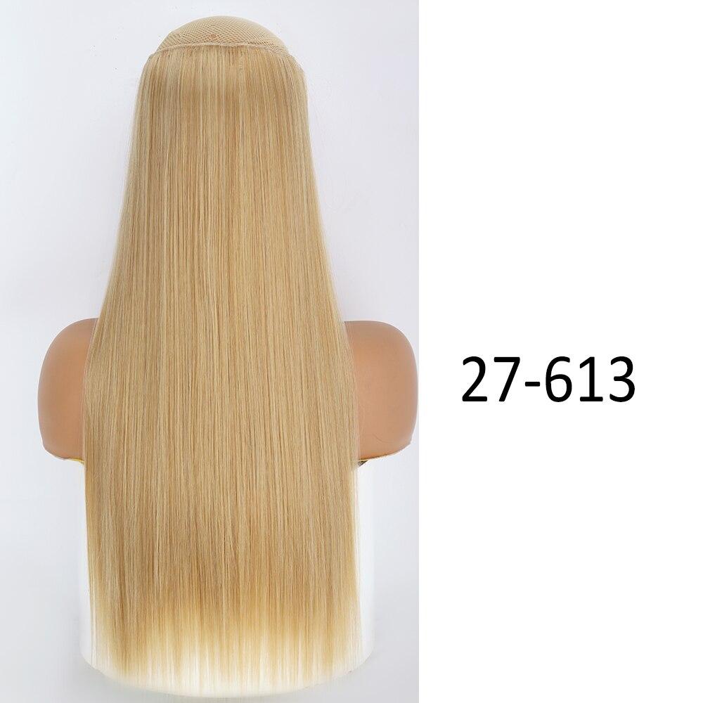 MISSQUEEN Women Long Straight Wavy Invisible Hair Extensions Without Clips Synthetic Fiber Long Daily Wear Invisible Hairpiece