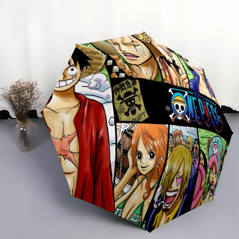 1 PC Automatic Folding Umbrella - Anime One Piece Pattern Portable Foldable Design With 8 Ribs Christmas Birthday Gifts