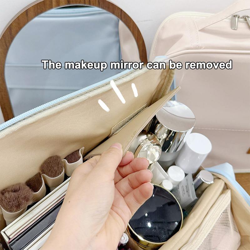 Tragbare Stehende Kosmetiktasche Große Kapazität Reisehandtasche Damen-Organizer Einfache Stifttasche Business-Stil Pu-Material