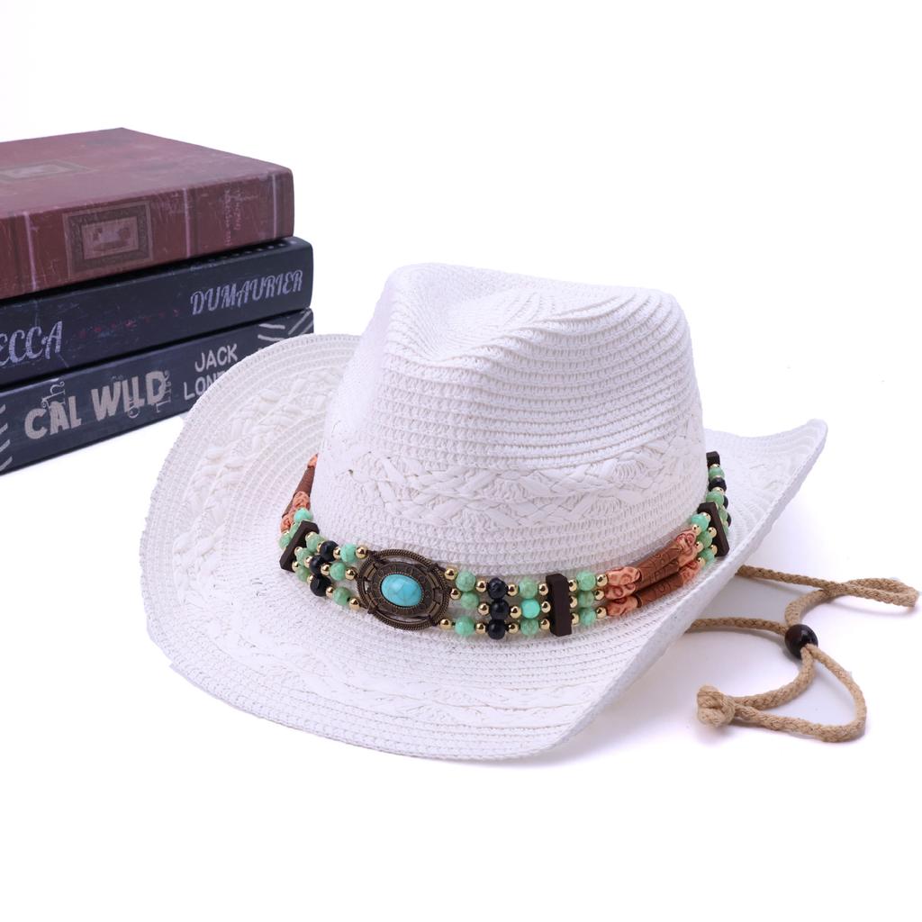 Hot Hat Women's Panama Hat Ethnic Style Face Small Straw Hat Sunscreen Shade American Western Cowboy Hat