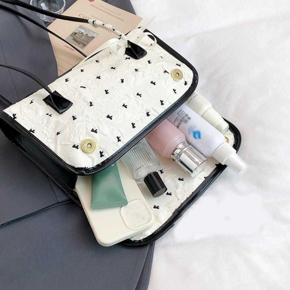 French Bow Shoulder Bag PU Underarm Bag Casual Armpit Bag Daily