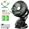 Nouveau ventilateur à pince rechargeable USB 5000 mAh 2025, silencieux, avec rotation à 360° pour un refroidissement continu