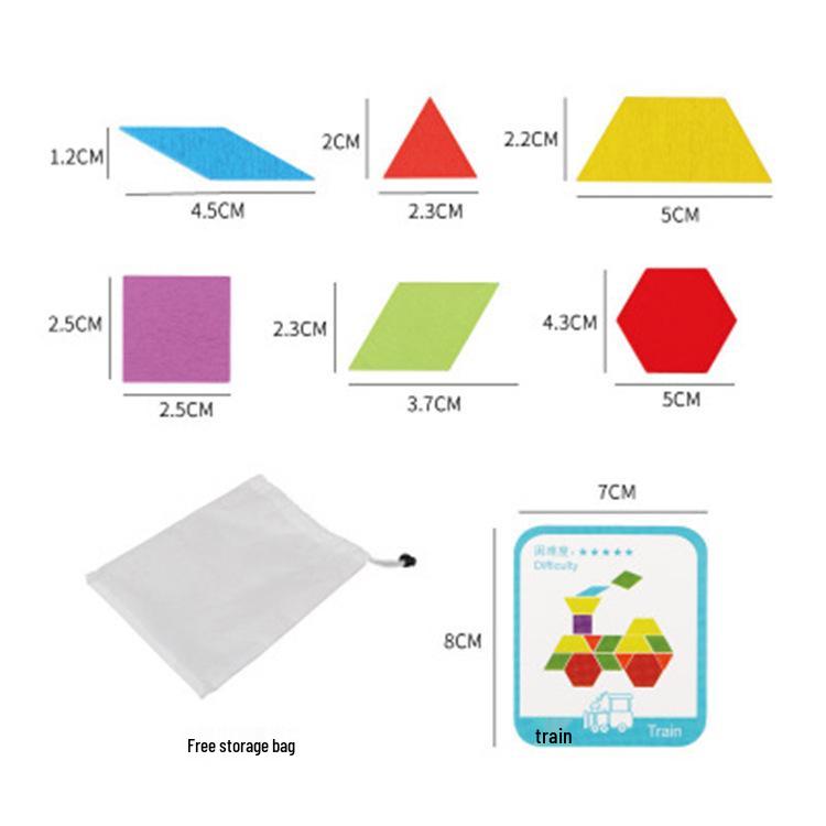 155-Piece Wooden Tangram Puzzle: 3D Geometric Shapes for Early Education and Creativity