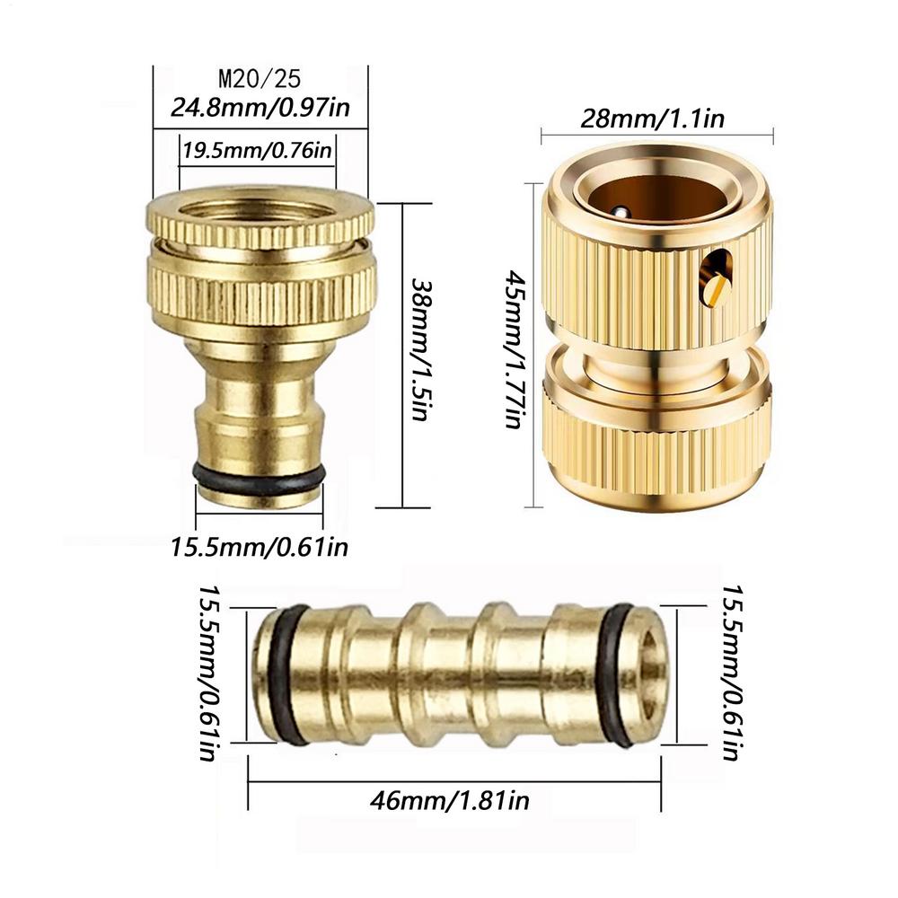 Quick Release Hose Connector Tube Brass Watering Adapter Quick Disconnect Hose Coupling For Garden Driveway Irrigation Outdoor