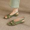 Krazing Pot Microfiber Low Heels Concise Style Buckle Straps European Design Summer Size 43 Size 42  Women Sandals