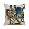 Watercolor Illustration of Octopus Squid Digital Printing Short Plush Pillow Covers for Car Sofa Office Cushion Cover Home Goods