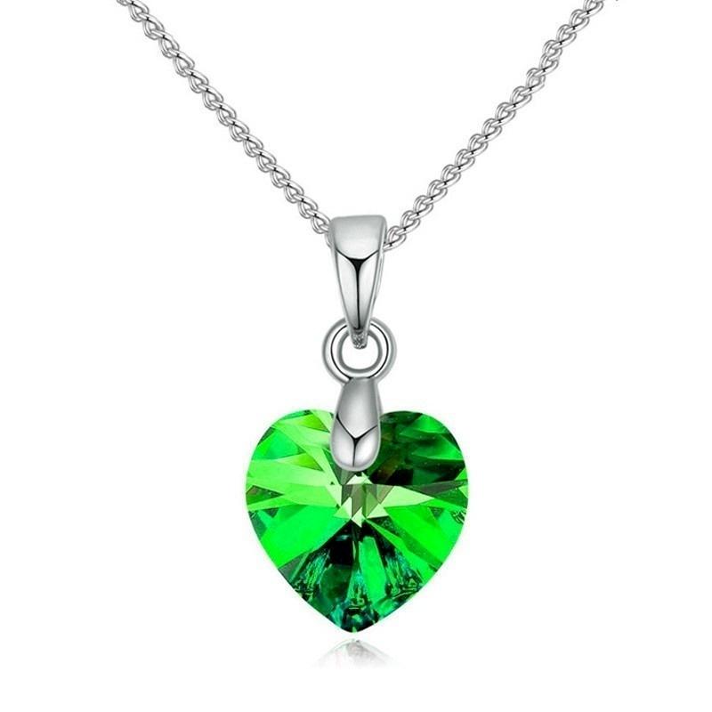 Heart Necklaces Pendant Crystals for Women Girls Gift Silver Chain Girl Jewelry