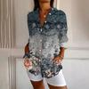 Camicia da Donna con Bottoni Manica Lunga con Stampa Grafica Top Blusa