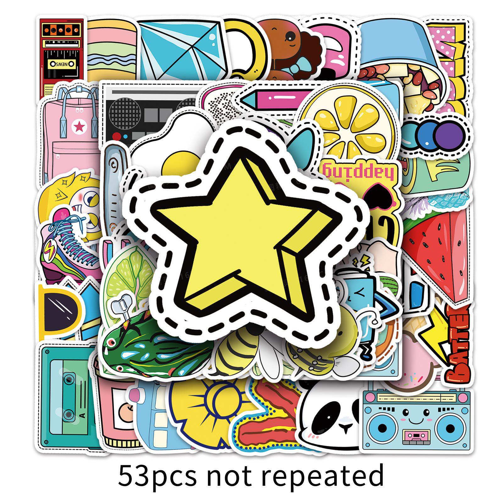 53 VSCO Style Cartoon Piano & Scooter Waterproof Stickers for Cars & Suitcases