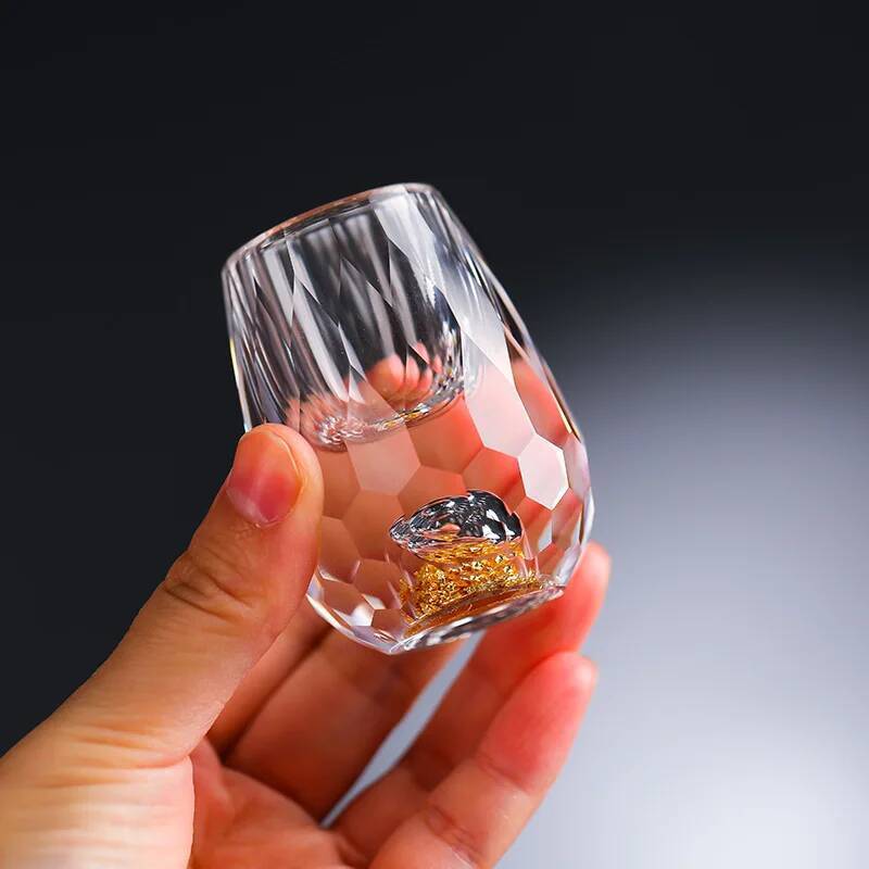 Luxury Crystal Vodka Sake Shochu Bar Liqueur Gold Foil Shot Glass Tea Cup Gift Hard Liquor Wine Glasses 1/2/4/6pcs 15ml