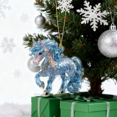 2D Akryl Hesteanheng Flatt Tegneserie Hesteanheng Nøkkelring Sjarm Fargerik Hesteornament for Ryggsekk Juletrepynt