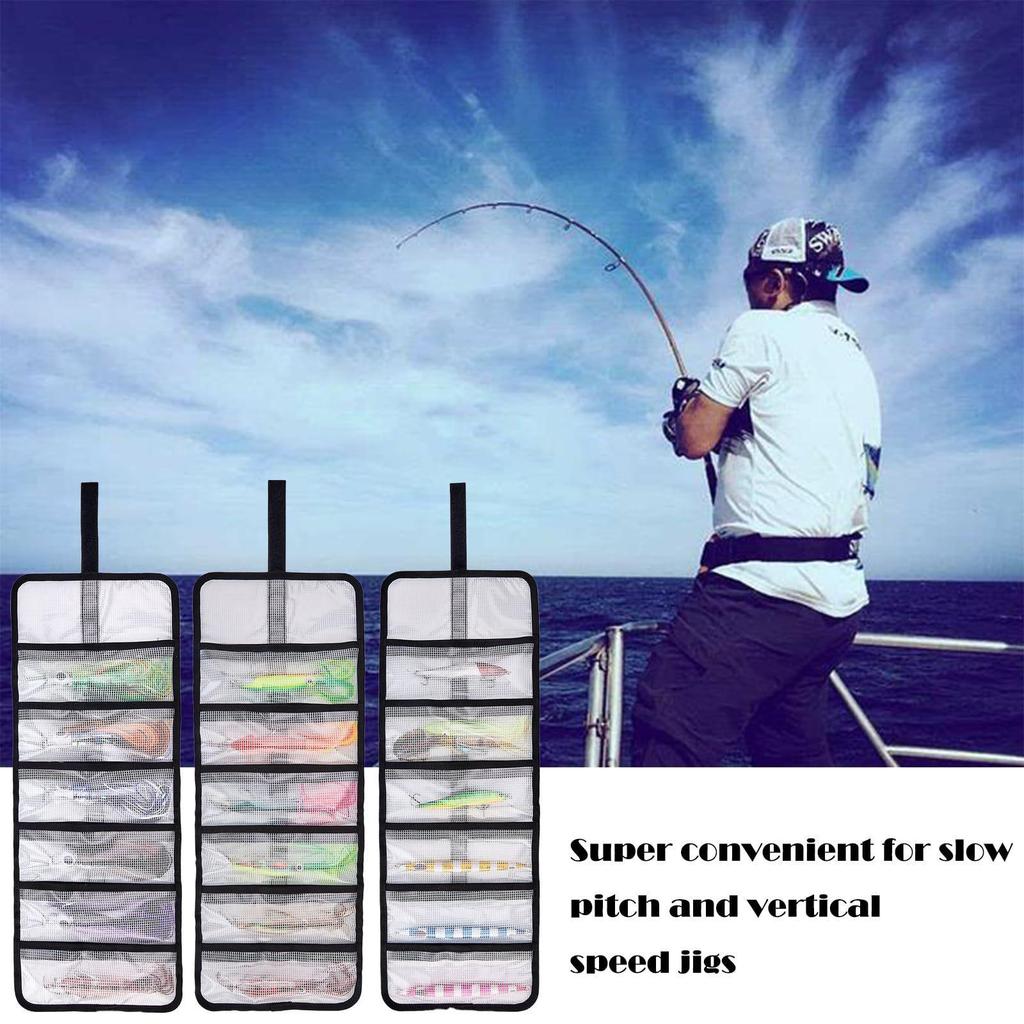 Transparent PVC Roll-up Fishing Lure Bag, 6 Pockets, Large Capacity, Foldable Storage Cover