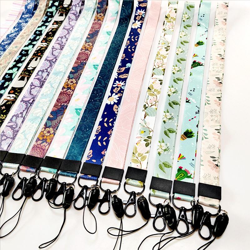 Florales Gurtband-Lanyard Handyhülle mit abnehmbarer Flugzeugschnalle - Anti-Drop Hals- & Ausweis-Lanyard
