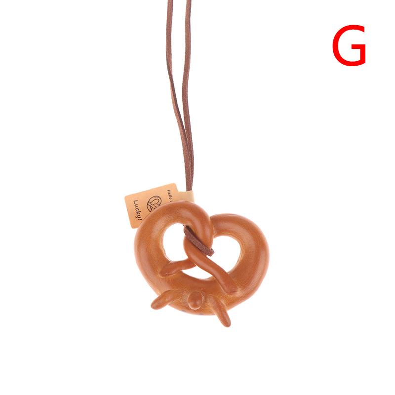 Lovely Bagel Alkaline Bread Pendant Cute Sweater Chain Pretzel Necklace Bag Hanging Car Interior Croissant Bag Accessory