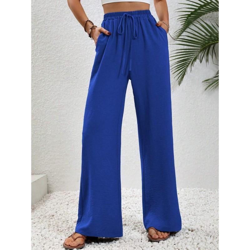 Comfortable Women's Long Pants New Versatile Wide Leg Pants Solid Color Casual Pants