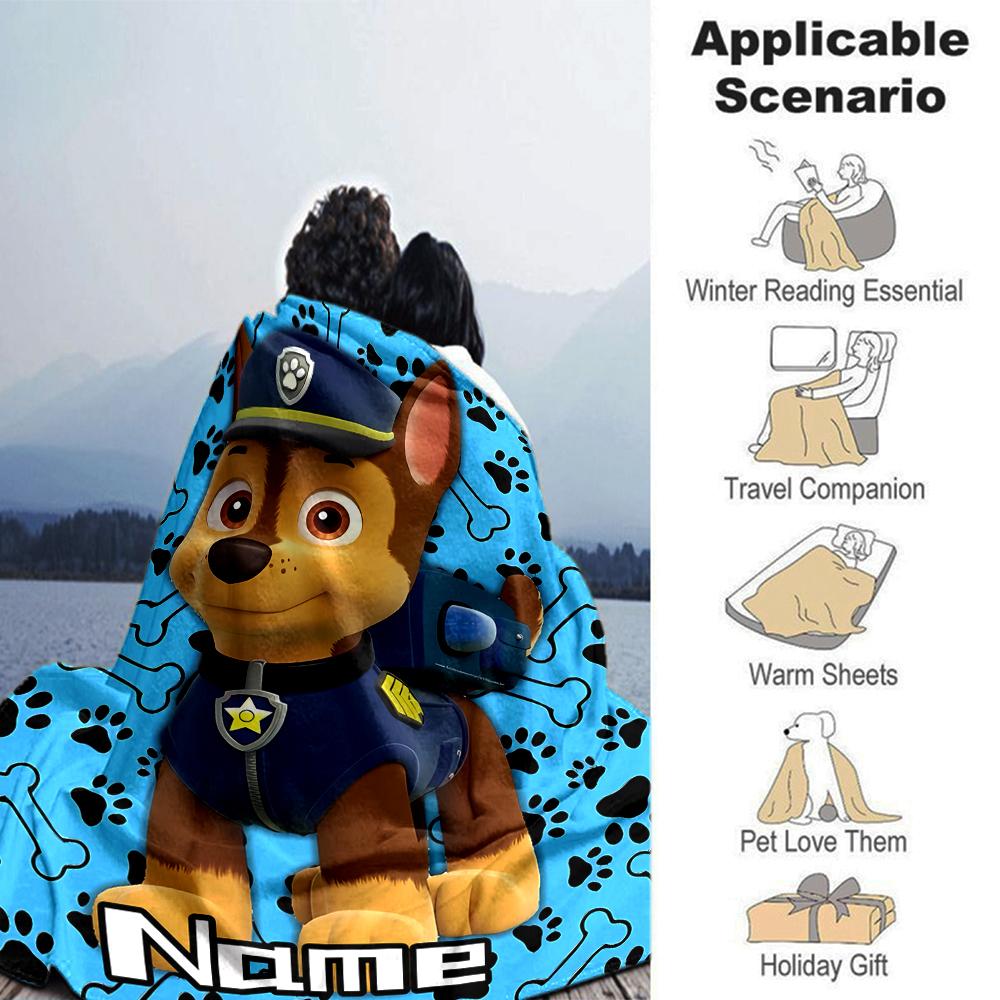 Customiz Name Personality Paw Patrol Blanket Soft &Warm Sofa Office Bed Travel Lunch Break Blanket, Gift Suitable All Seasons