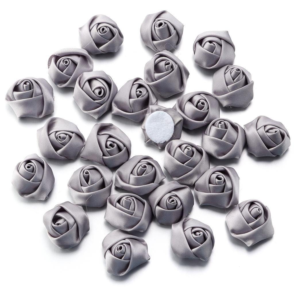 20pcs Satin Fabric Rose Flowers Colorful Handmade Satin Ribbon Flower Bud For DIY Wedding Party Clothing Headwear Decor Supplies