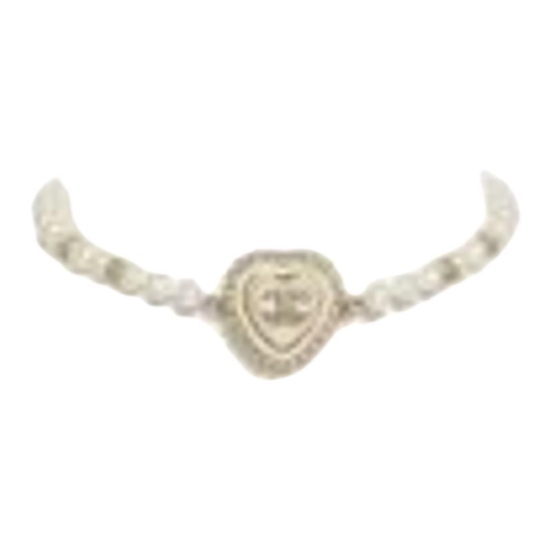 

Chanel 24A 3D Heart Shaped Metal Resin Glass Pearl Crystal Necklace Unisex necklace Gold ABD894-B17550-NZE20 F,Gold