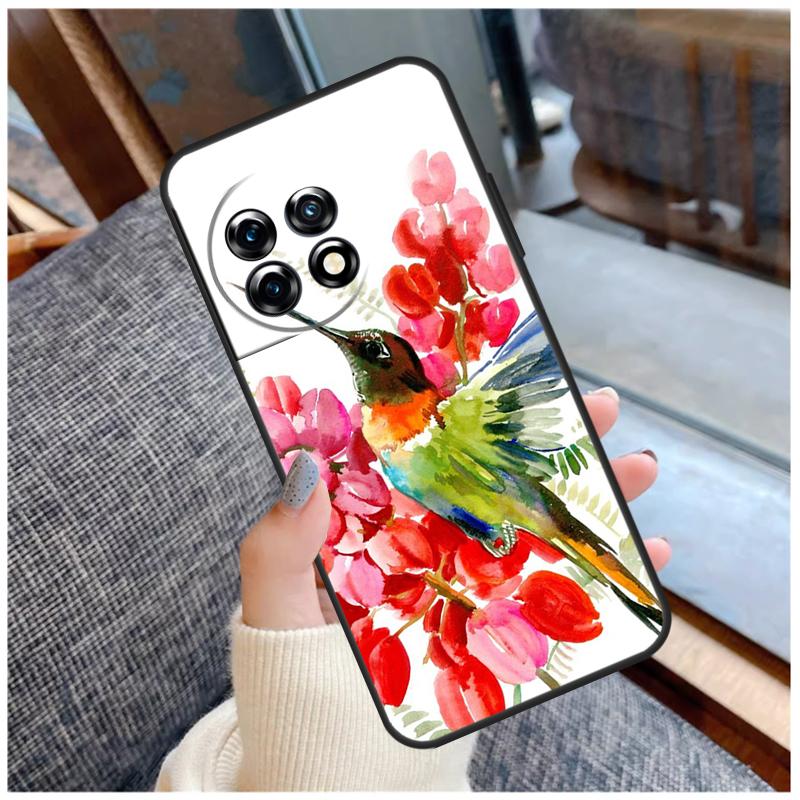 Hummingbird and Flowers Case For OnePlus 13T 8T 10T 9 10 Pro 15 13 12 11 13R 12R Nord CE 5 2 3 4 Lite N20 N30 Coque