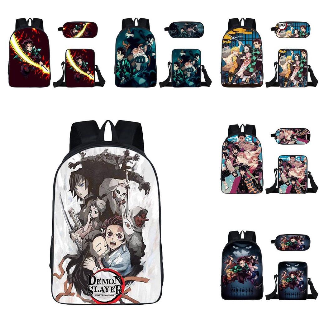 Fashionable Demon Slayer Backpack With Spacious Compartments And Cartoon Pattern Design