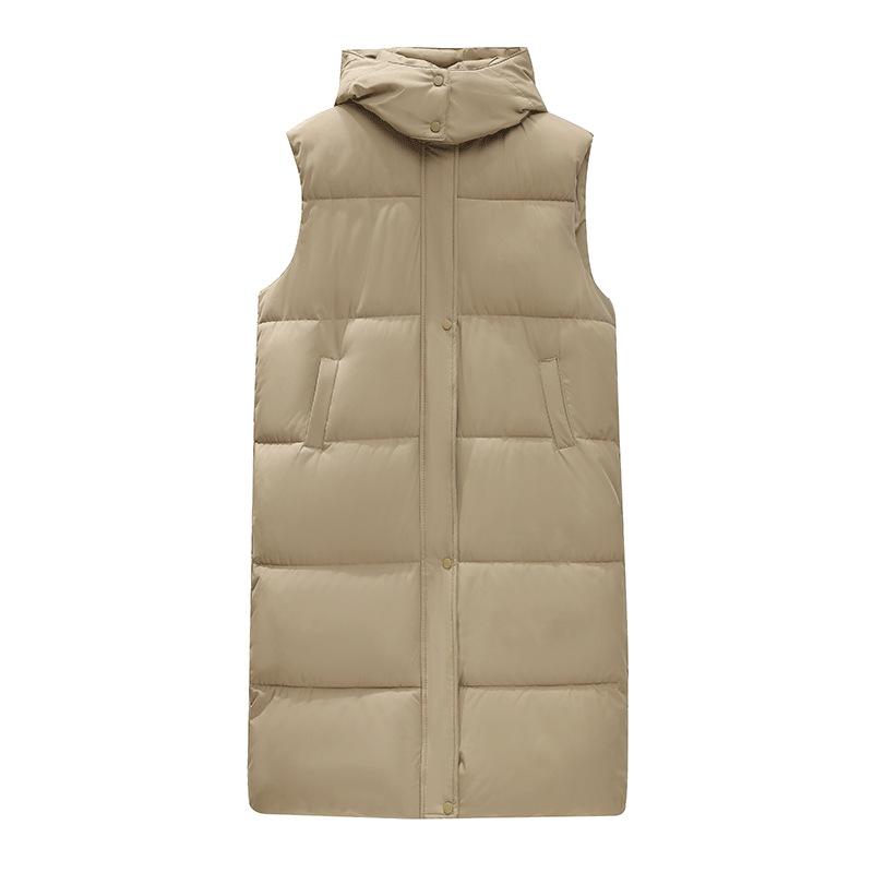 New Cotton Vest Long Versatile Vest Hooded Slimming Belt Style Fashionable Korean Loose Women's Jacket