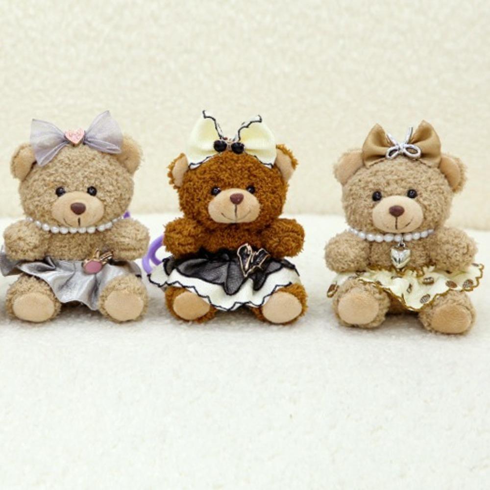 Cute Bear Keychain Cartoon Stuffed Dolls Kawaii Plush Bear Pendnat  Backpack Decor