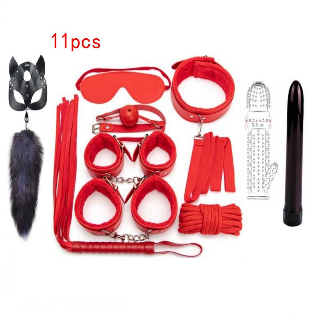 BDSM Kits Adults Sex Toys for Couples Handcuffs Nipple Clamps Spanking Paddle Sex Metal Anal Plug Vibrator Slave Bondage