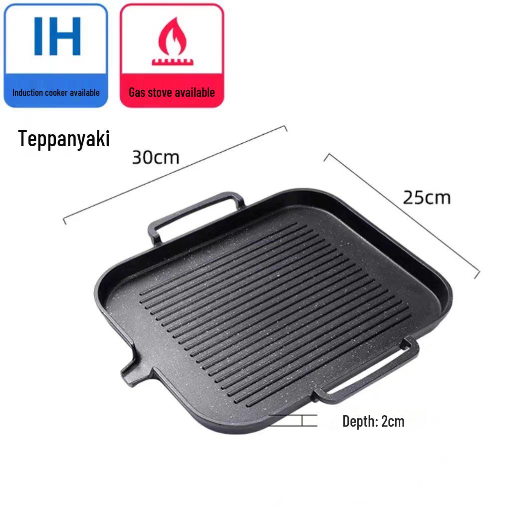 Korean Style Non-Stick Maifan Stone Grill: Induction Cooker, Steak & BBQ Pan, Smokeless Teppanyaki Plate