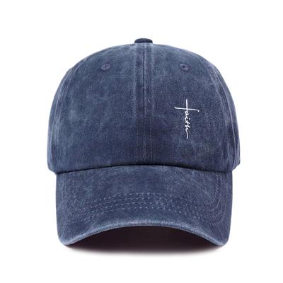 Retro Washed Water-resistant Men's and Women's Universal Cross-print Baseball Cap - Soft, Breathable, Adjustable Dad Hat