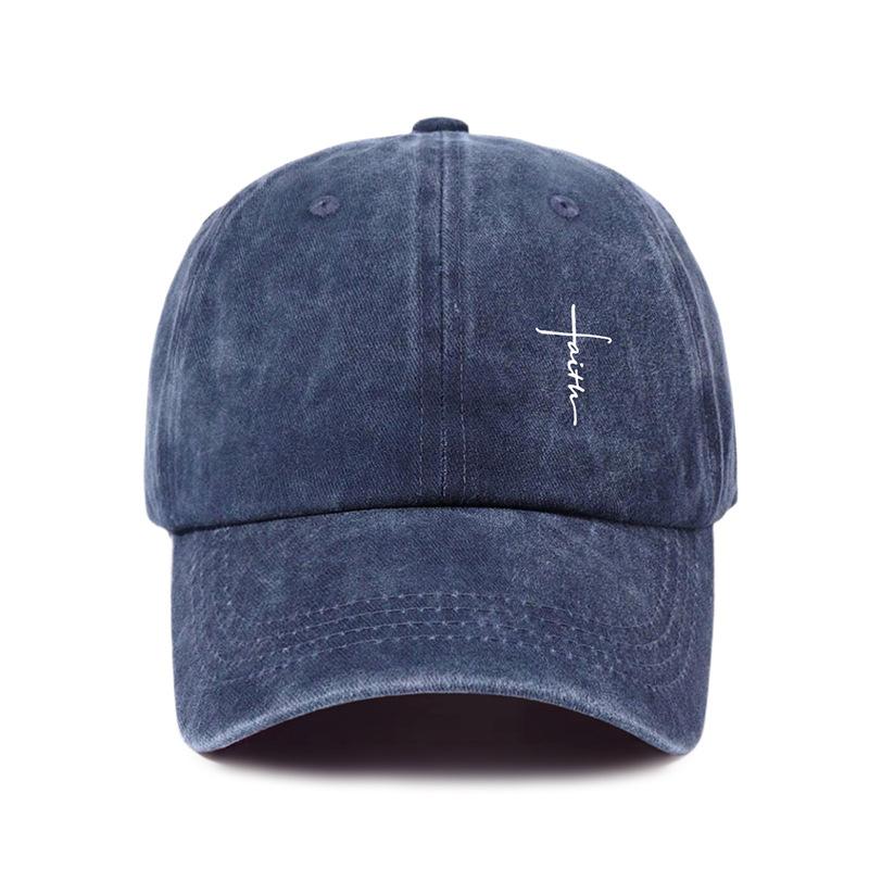 Retro washed water-resistant men's and women's universal cross-print baseball cap - Soft, breathable, adjustable dad hat