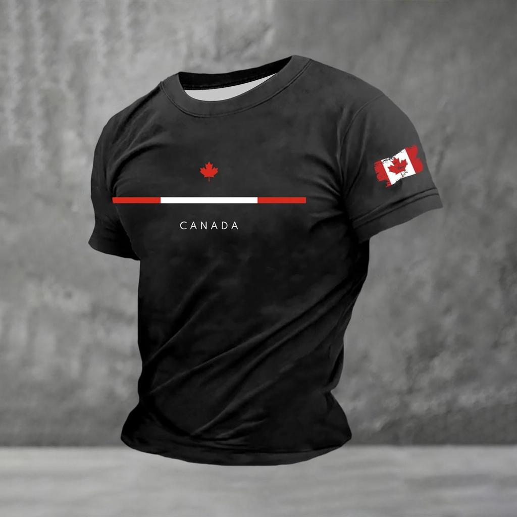 Men's Canadian Football Graphic Short Sleeve T-Shirt for Fan Celebration Breathable Cotton Neck