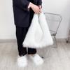 Women Fluffy Shoulder Bag Hasp Fuzzy Tote Handbag Casual Plush Tote Handbag Versatile Large Capacity Girl Satchel Bag