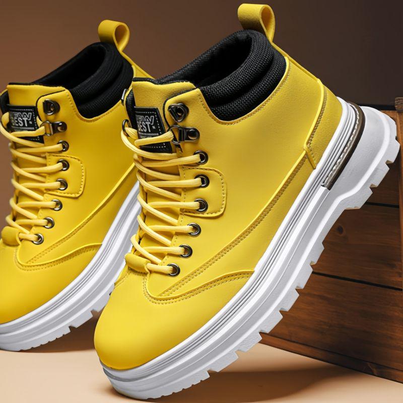 

Мужские высокие ботинки Martin в стиле ретро: Толстая подошва, увеличивающая рост, осенняя рабочая одежда, большой желтый 48 жёлтый