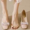 French Small Fragrant Temperament with Skirt Thick Heel High Heels Sweet Bow Single Shoes Women's Spring and Autumn 2025 New