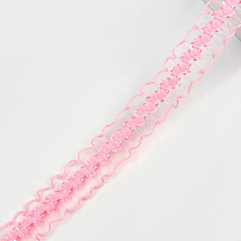 2cm Double-Sided Fish Silk Pleated Elastic Lace Trim for Neckline Decoration