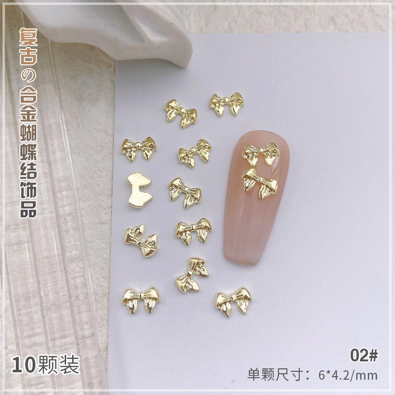 

10 шт. сплава бант для ногтей подвески украшения 3D роскошные серебряные золотые банты в форме ювелирных изделий DIY маникюр дизайн принадлежности 02#