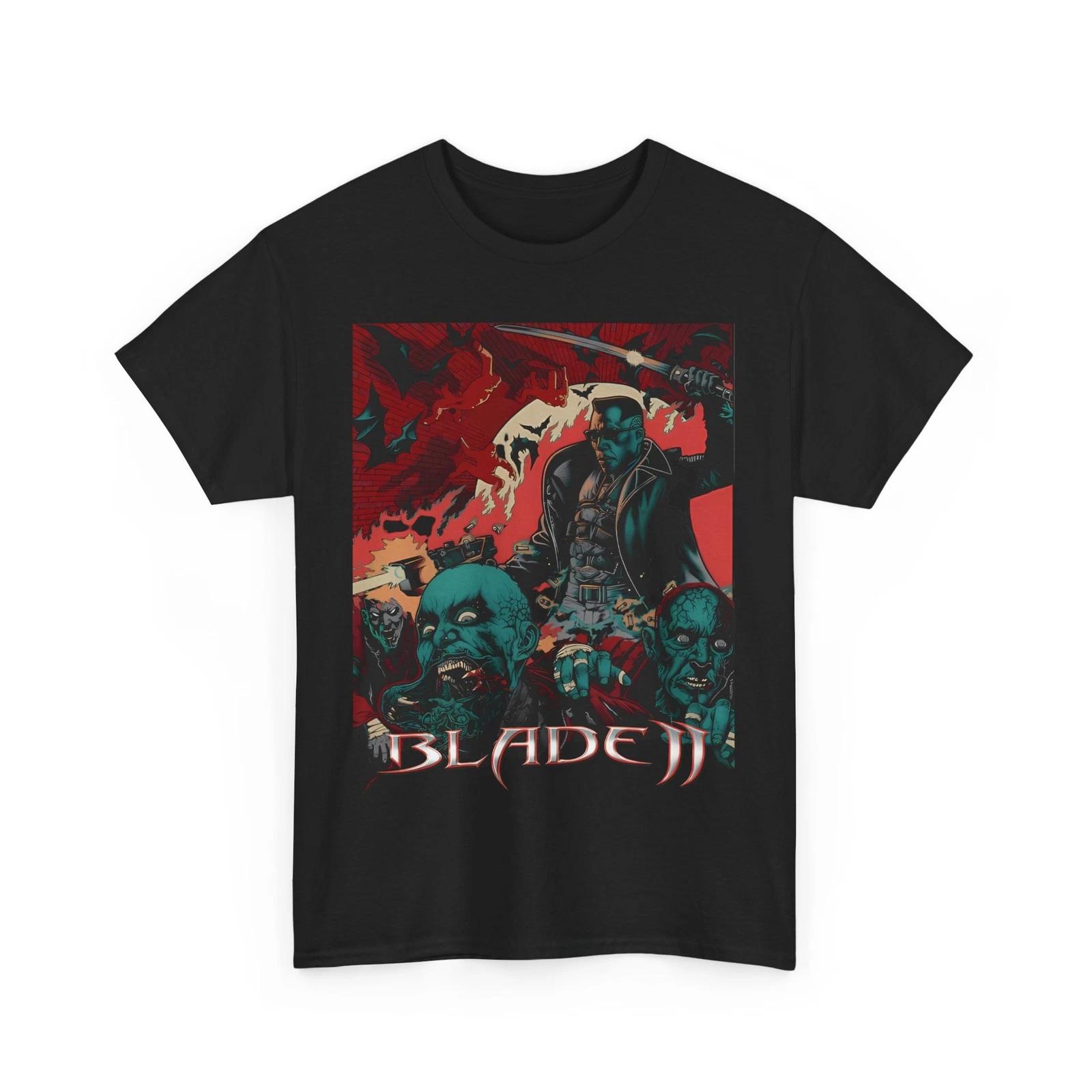 Blade II Wesley Snipes Movie 100% Cotton T-shirt Mens Tees Top Unisex Heavy Cotton Tee M