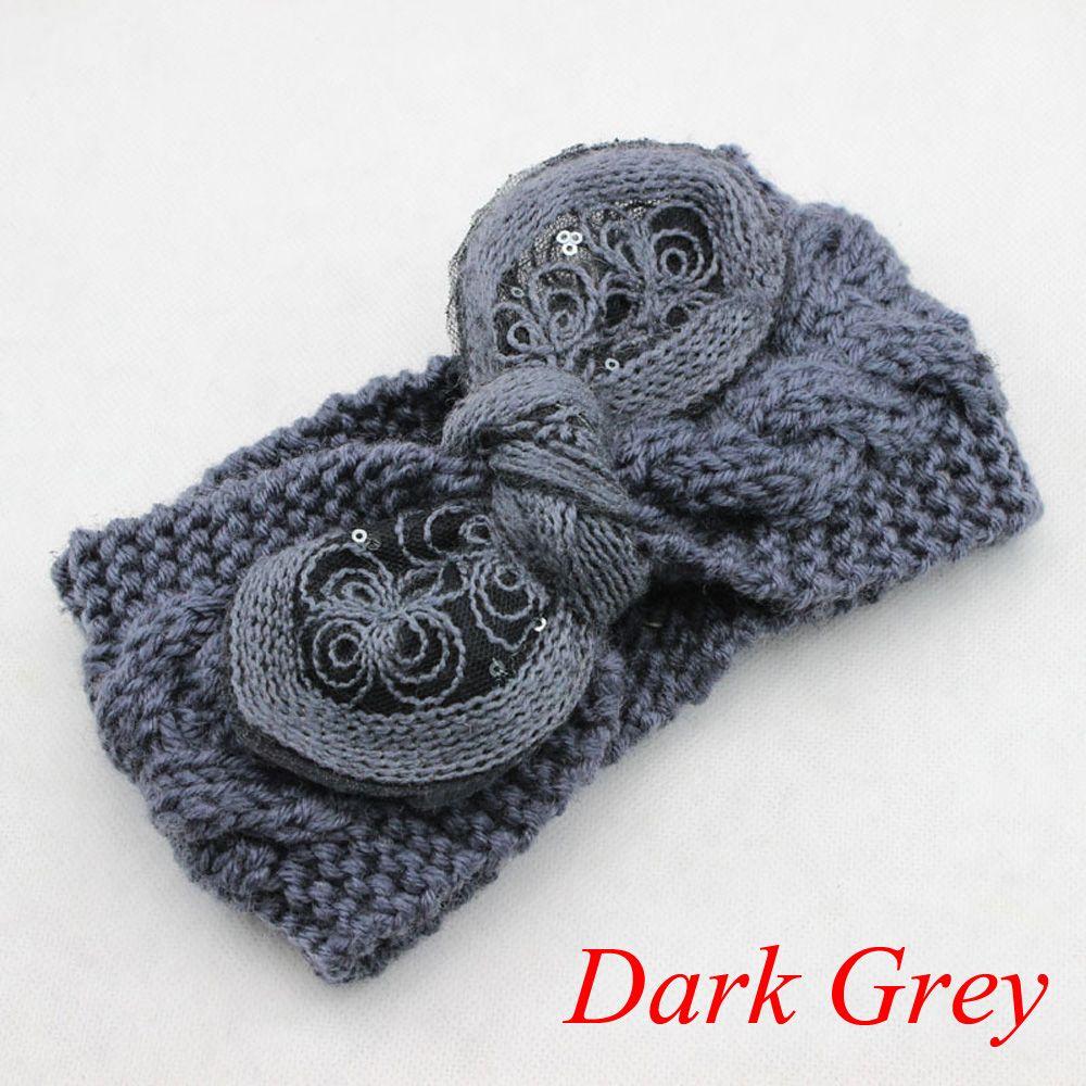Vintage Flower Women Girl Bow Knot Headband Turban Crochet Knit Hairband Rabbit Ears Headwrap