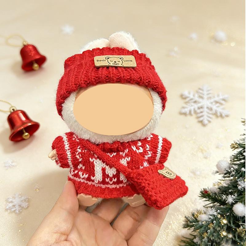 [Cloth Only] Winter Costume Accessories Suit for Plush Doll, New Year's Clothes Festive Sweater, Hat, Bag and Set.