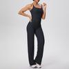 Solid Color Racerback Tank & High-Waist Wide-Leg Yoga Pants Set