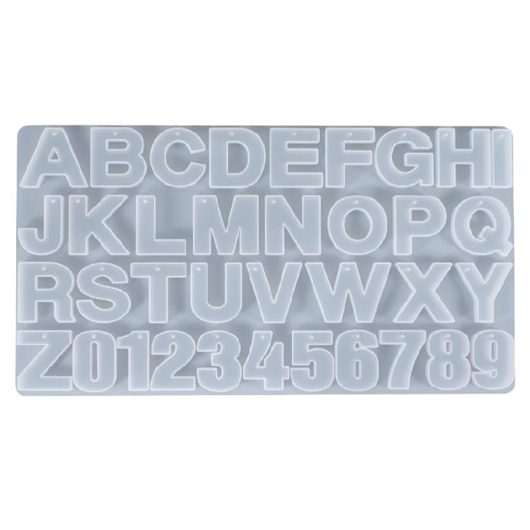 

Shiny Letters Numbers Pendant Keychain Silicone Mold for Halloween Gift Craft 1