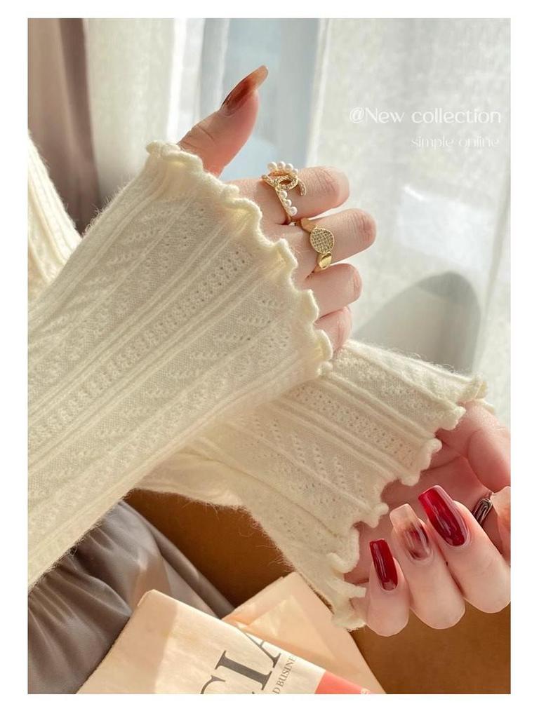 Women's Slimming High Neck White Knit Sweater - New Spring/Autumn 2025