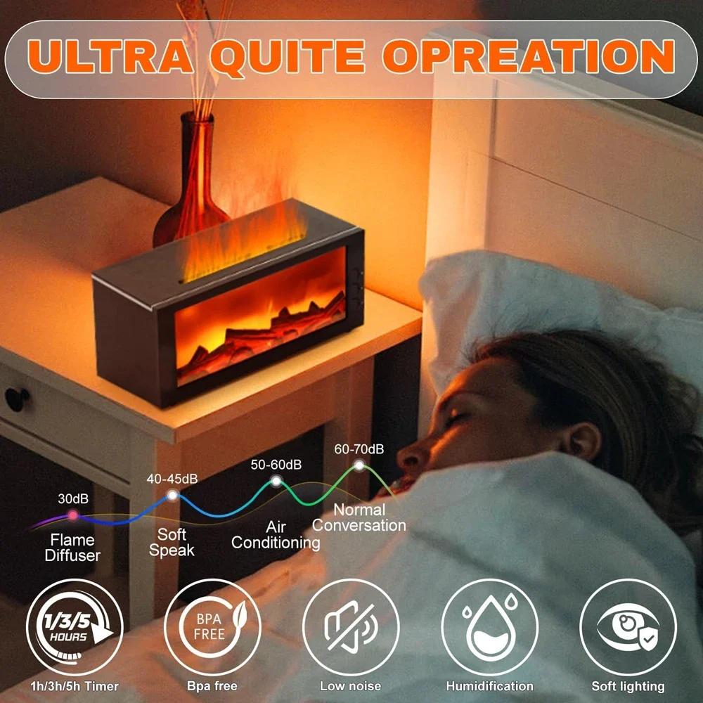 7-Color LED Flame Humidifier & Essential Oil Diffuser Aromatherapy & Night Light for Home Decor