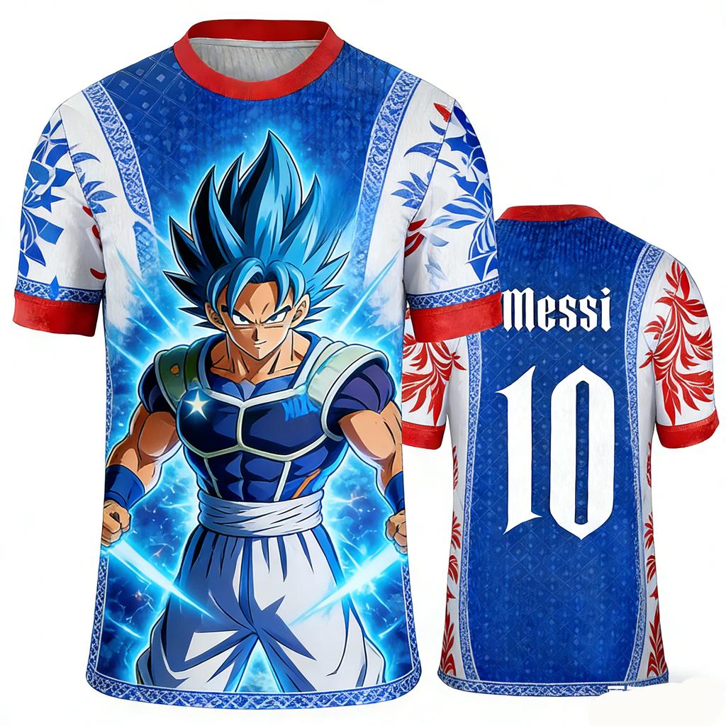 Adult Men's Dragon Ball Goku 3D Printed Football Jersey T-Shirt Kids Anime T-Shirt Special Football Jersey NO.10 Unisex