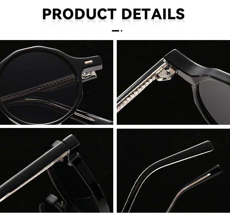 New Classic Round Frame Rice Nail Men's and Women's Fashion Sunglasses Plug in Legs Versatile Personalized Sunglasses
