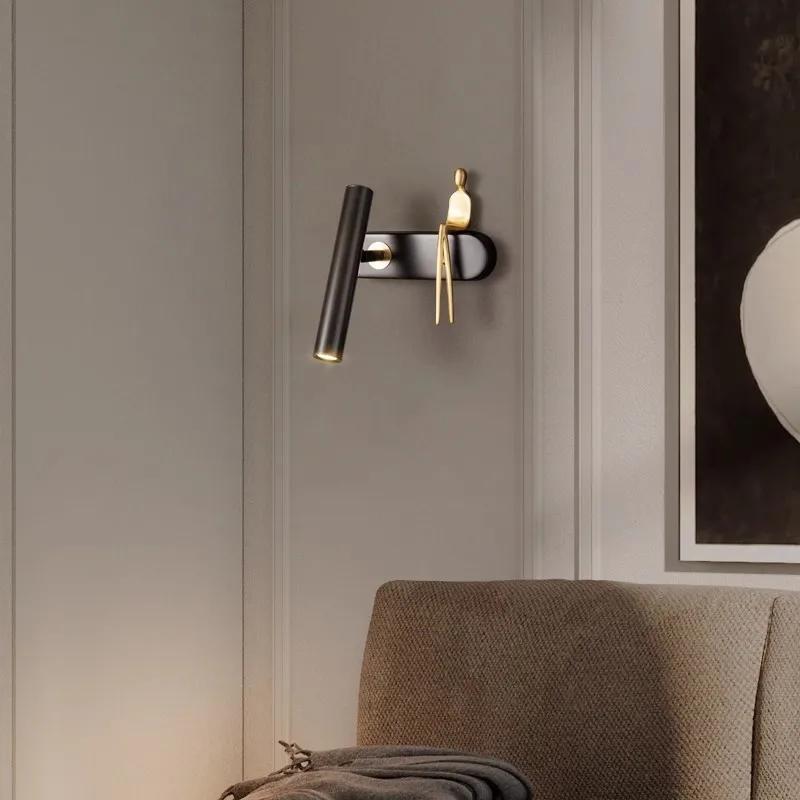 Bedroom Bedside Wall Lamp Is Luxurious and Minimalist. Designer's Art Bronze Wall Lamp
