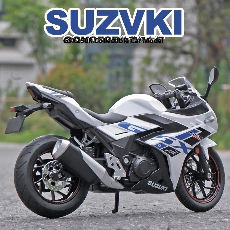 1/12 Scale Suzuki GSX-250R Motorcycle Toy Alloy Diecast Model Sound and Light Toys Rubber Tires Miniature Racing Model Present for Kid