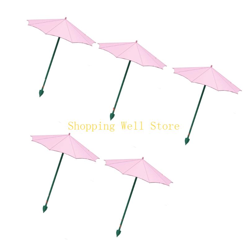 KX4B Plant Umbrella For Outdoor Plant Adjustable Sunshade for Garden Rainproof Umbrella Outdoor Ground Umbrella Garden Bed rosa