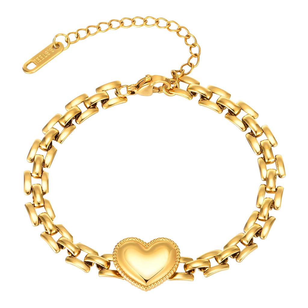 Stainless Steel Love Heart Bracelet for Women, Simple Anniversary Jewelry Gifts