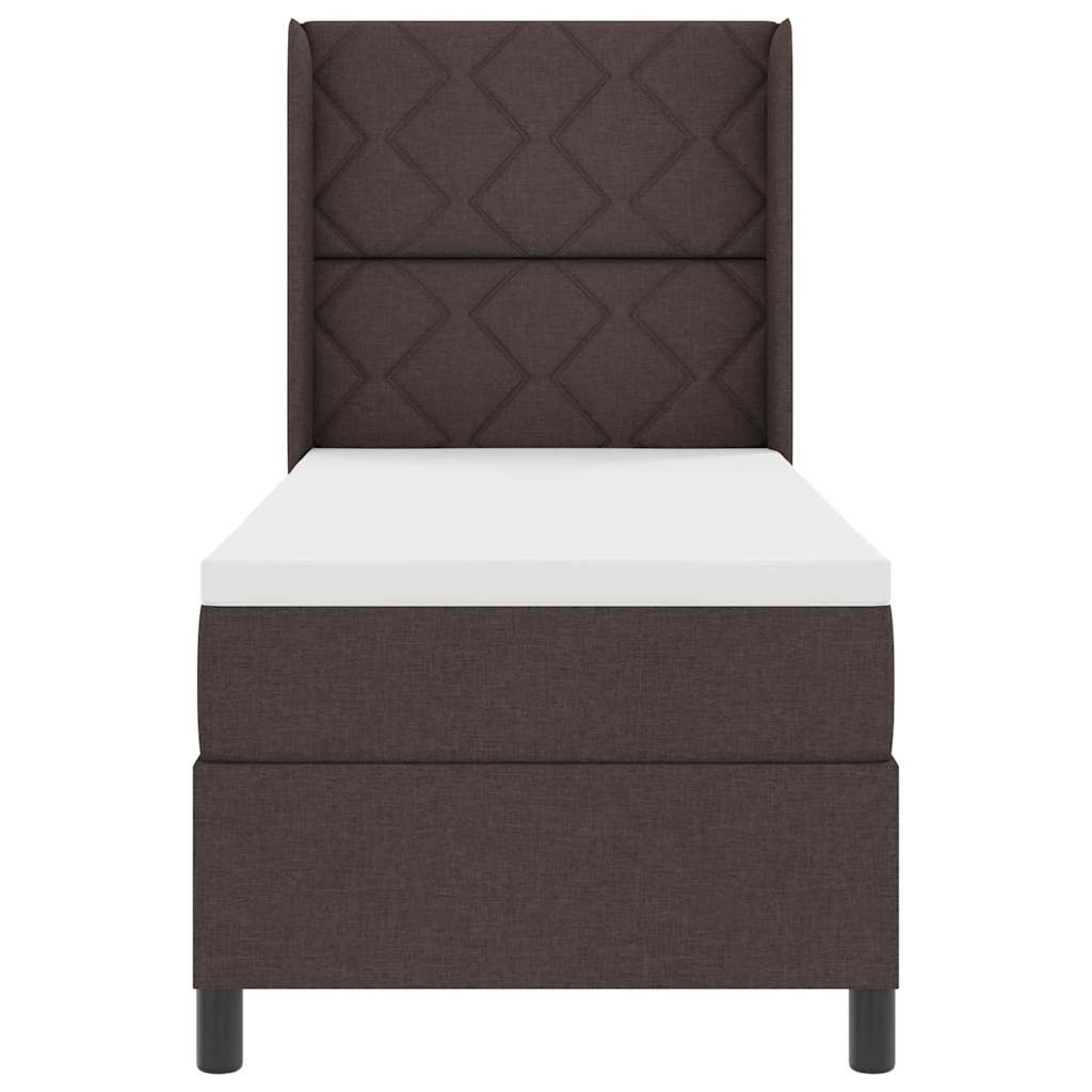 Box Spring Bed with Pillow Dark Brown 200 X 80 Cm Fabric